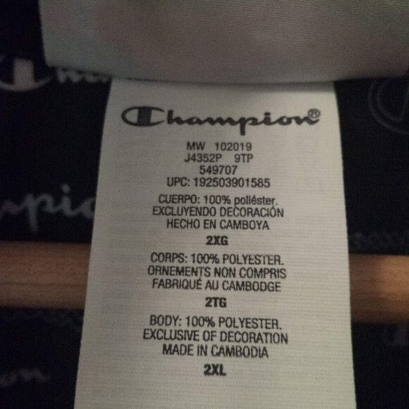 Champion Black Monogram Long Sleeve Cuffed Wrist Zippered Track Jacket WM US 2XL - Picture 4 of 12